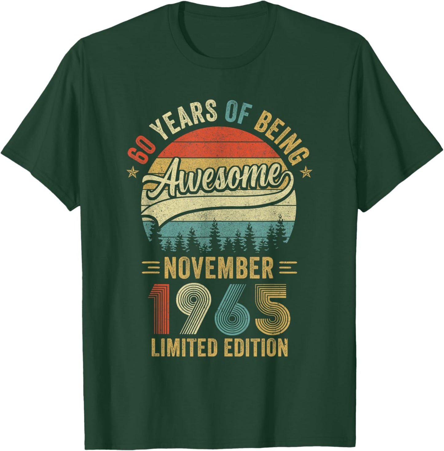 Vintage November 1965 Old 60Th Birthday Men Women T-Shirt - T-Shirt | Forest