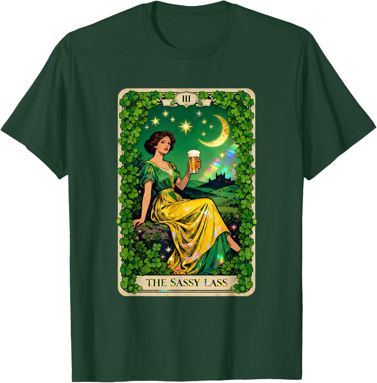 The Sassy Lass Vintage Irish Tarot St Patricks Day T-Shirt - T-Shirt | Forest