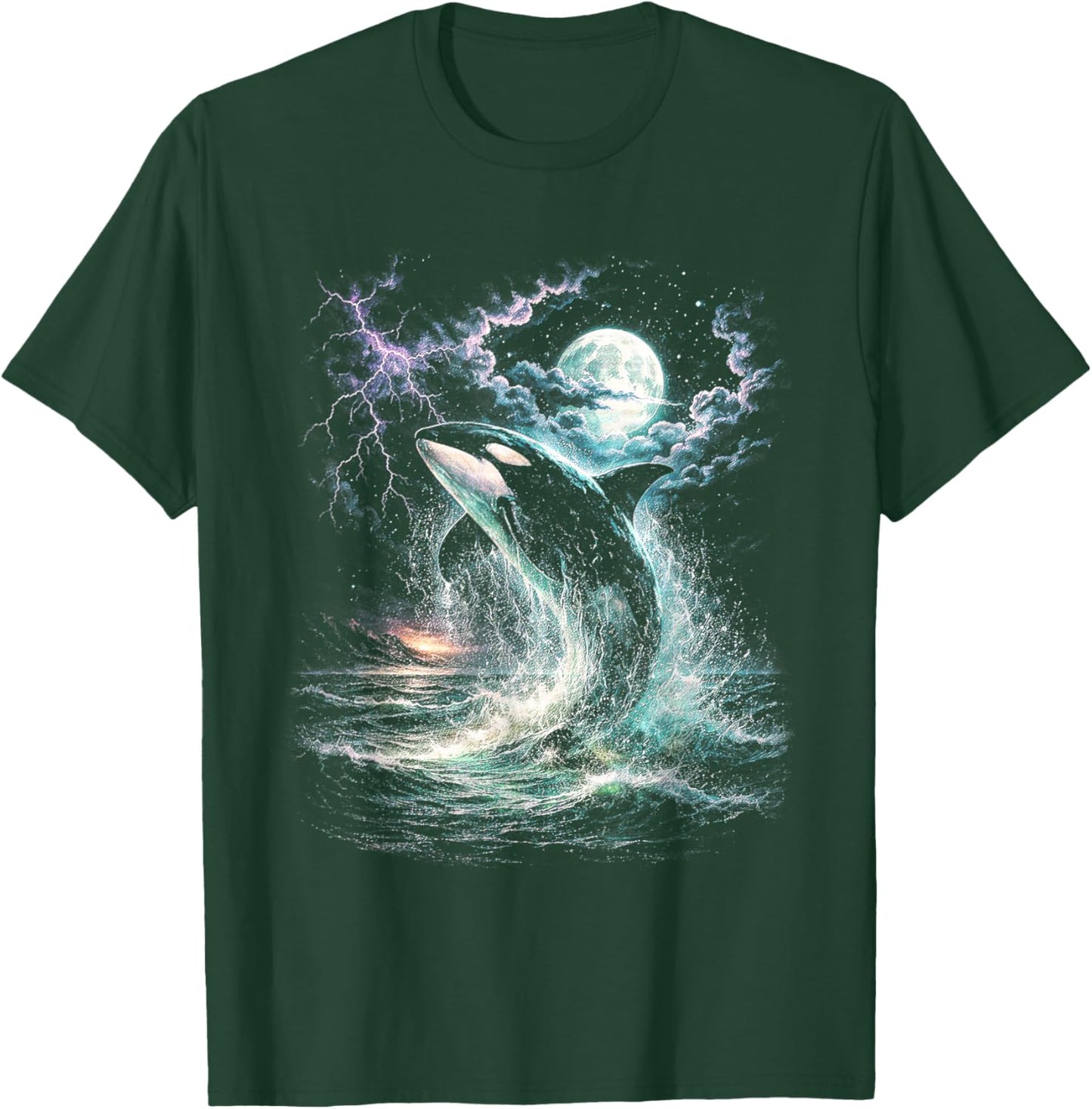 Vintage Orca Midnight 90s Graphic Retro Whale Ocean Wildlife T-Shirt - T-Shirt | Forest
