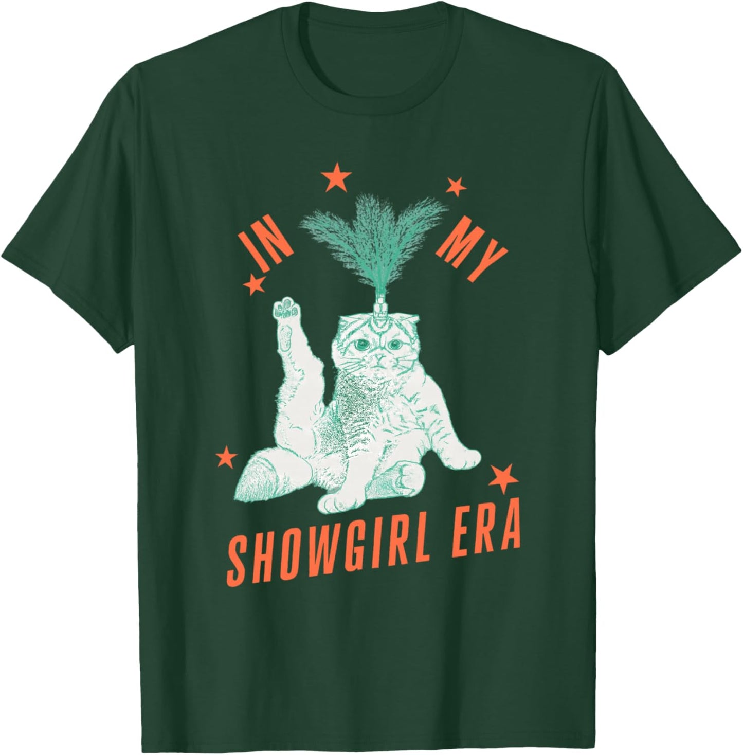 Funny Cat in Showgirl Costume Retro Humor T-Shirt - T-Shirt | Forest