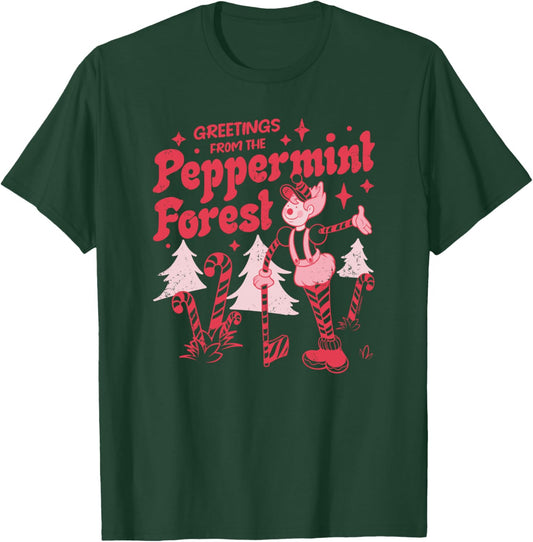 Candy Land Greetings From The Peppermint Forest Retro Poster T-Shirt - T-Shirt | Forest