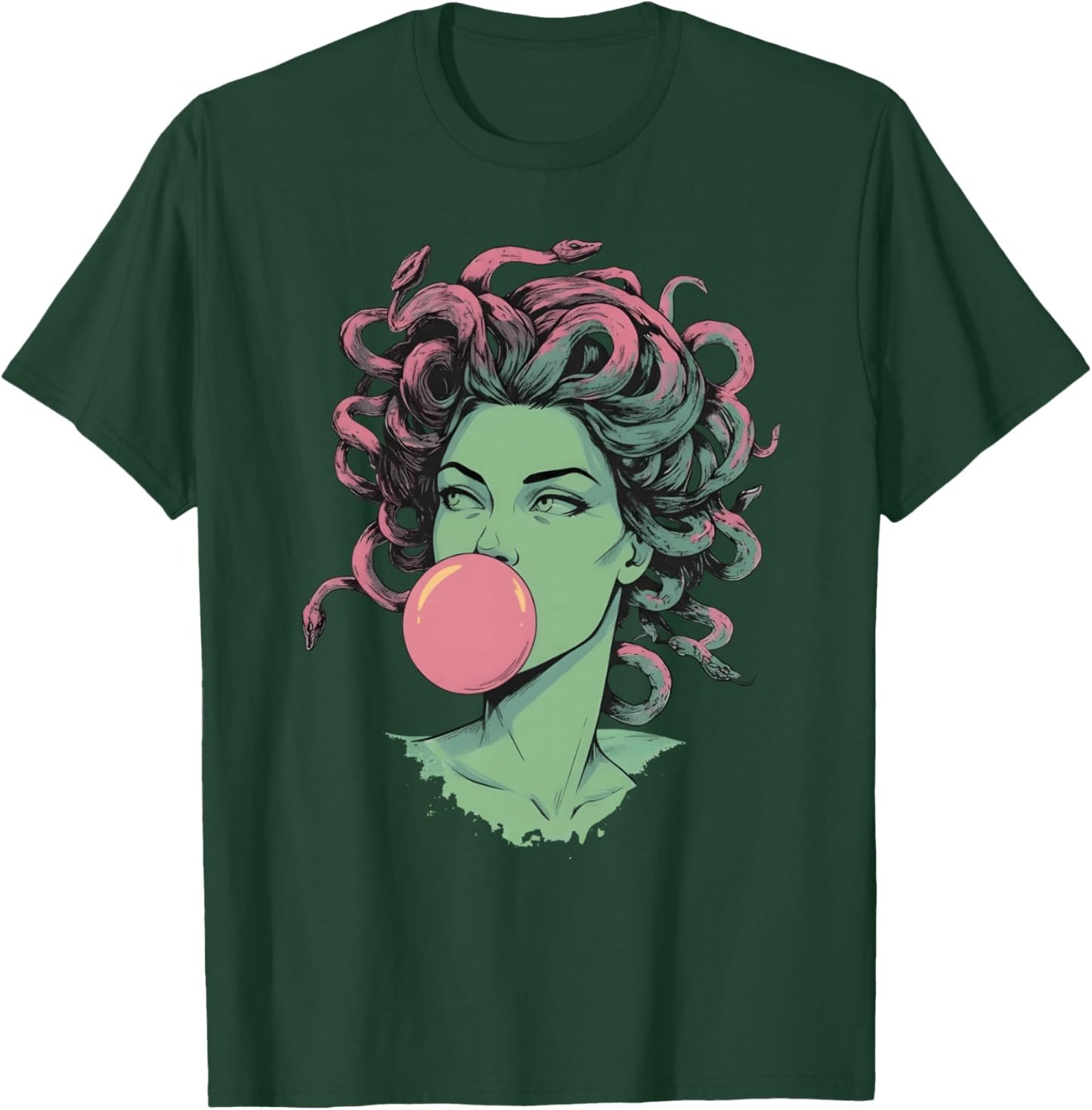Medusa Bubblegum Mythological Snake Hair Goddess Feminist T-Shirt - T-Shirt | Forest