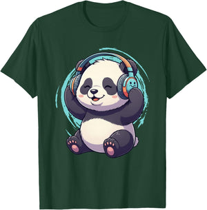 Cute Dj Panda With Headphones Kawaii T-Shirt - T-Shirt | Forest