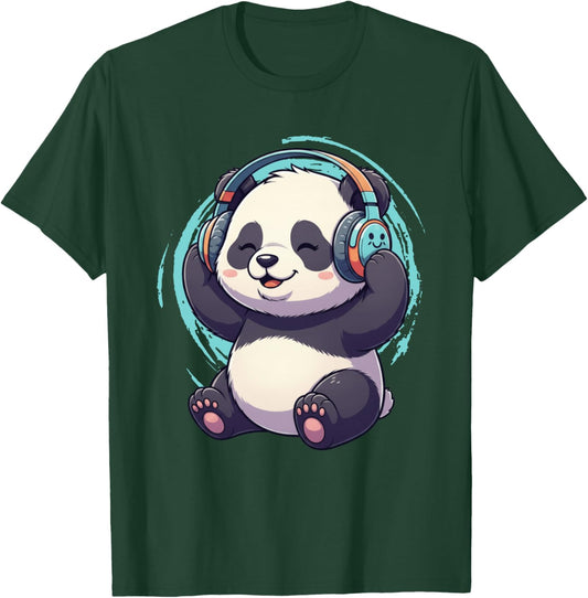 Cute Dj Panda With Headphones Kawaii T-Shirt - T-Shirt | Forest