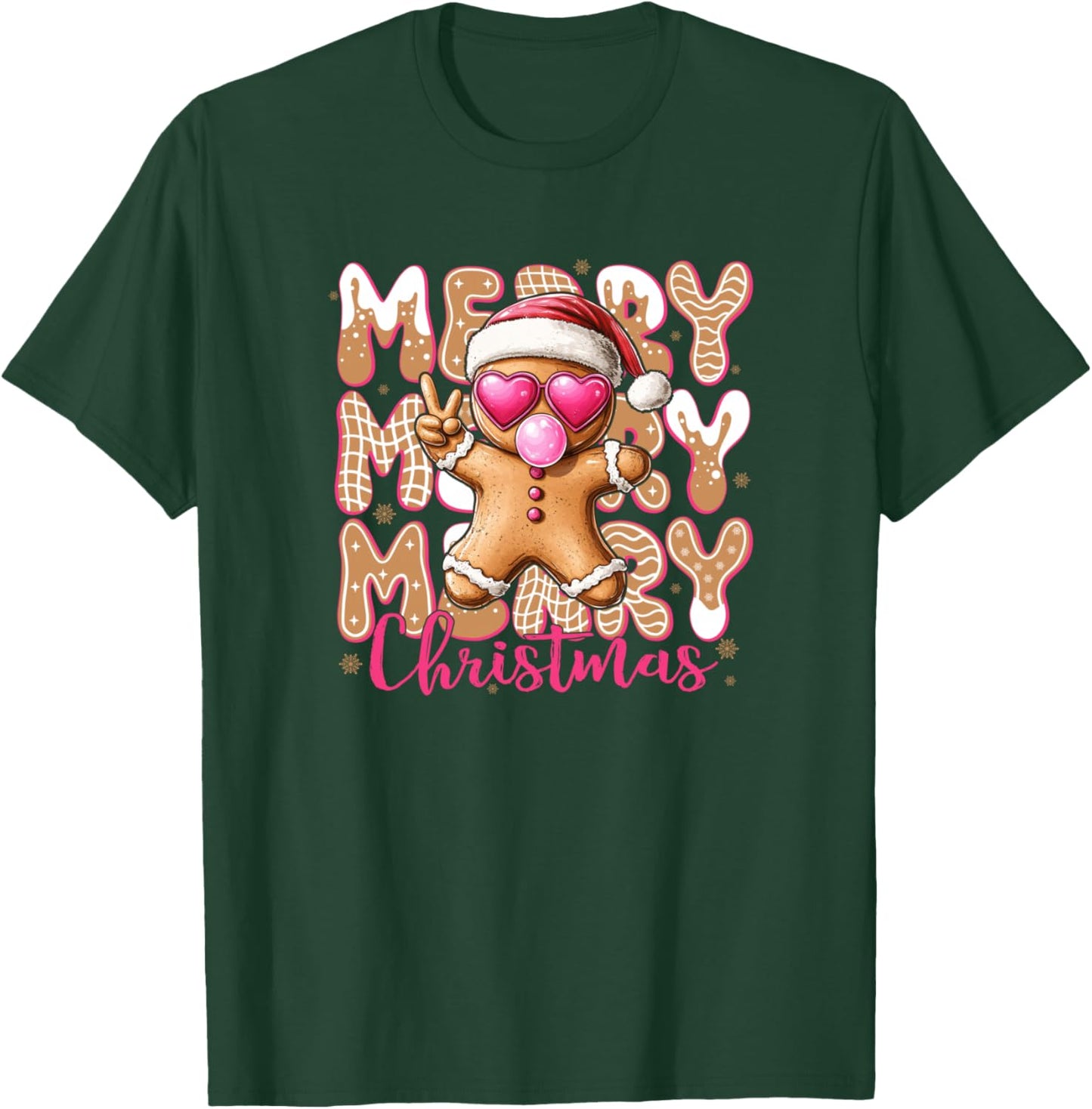 Gingerbread Merry Christmas Cute Women Girls Design T-Shirt - T-Shirt | Forest
