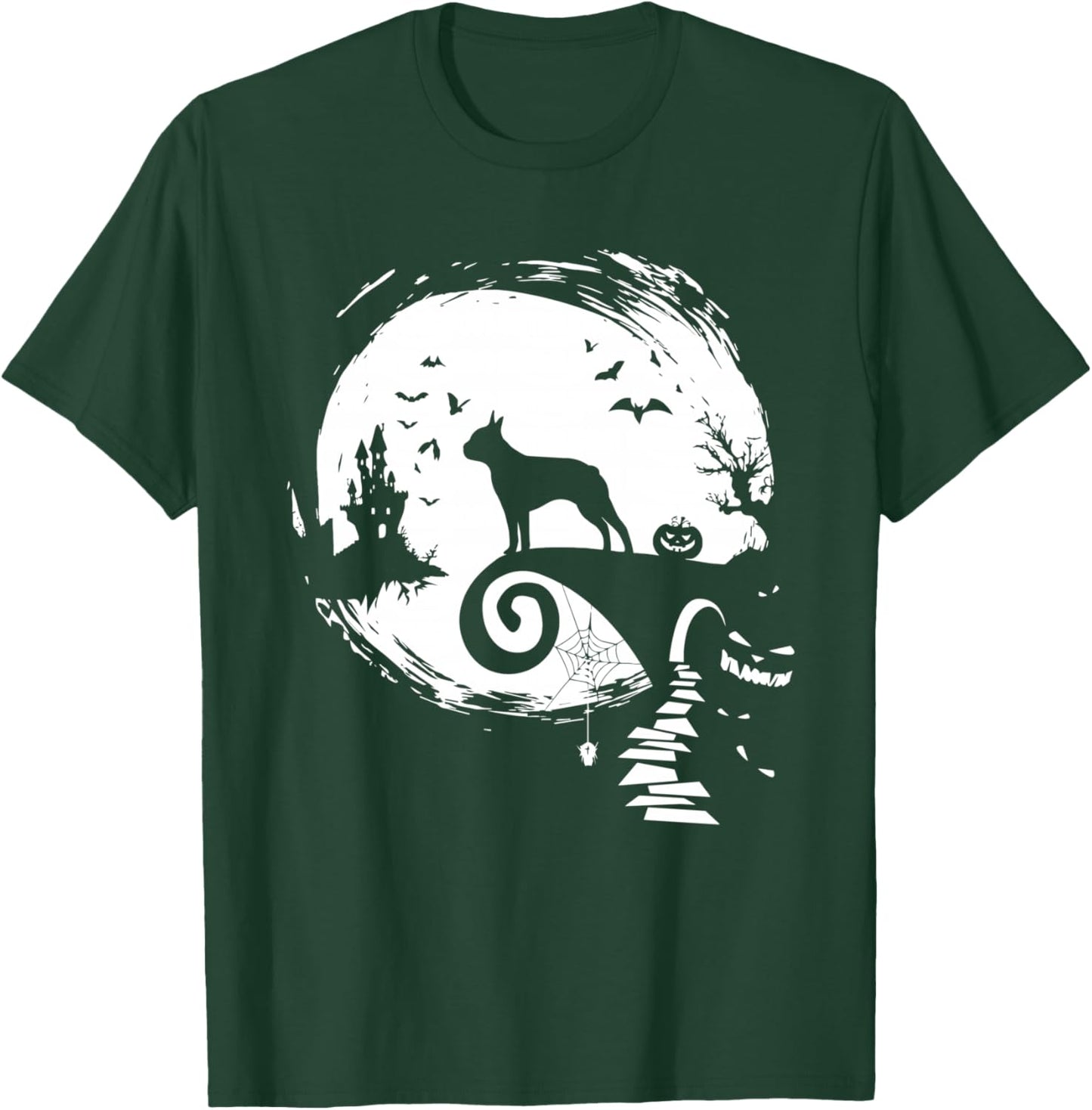 Boston Terrier And Moon Halloween Costume Dog Lover Funny T-Shirt - T-Shirt | Forest