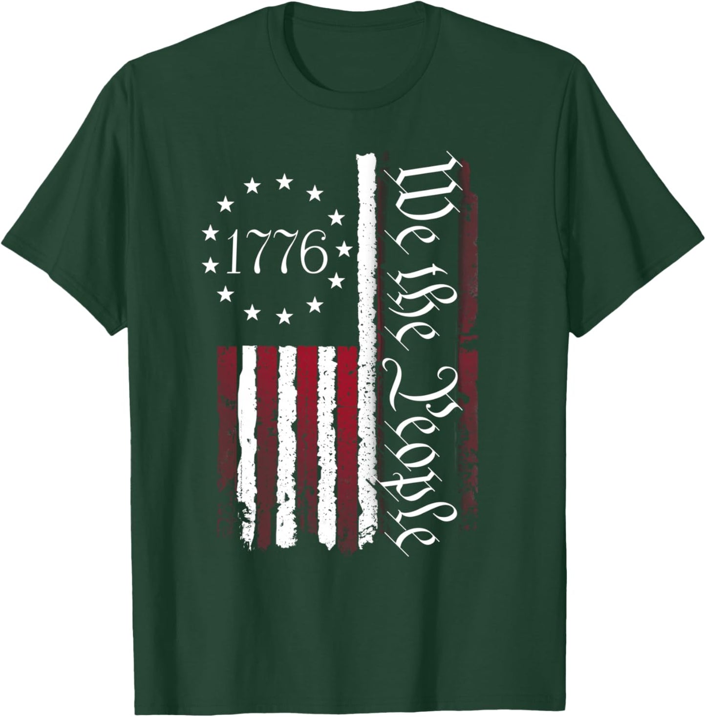 1776 Betsy Ross Flag 13-Star Ring Vintage USA Flag T-Shirt - T-Shirt | Forest