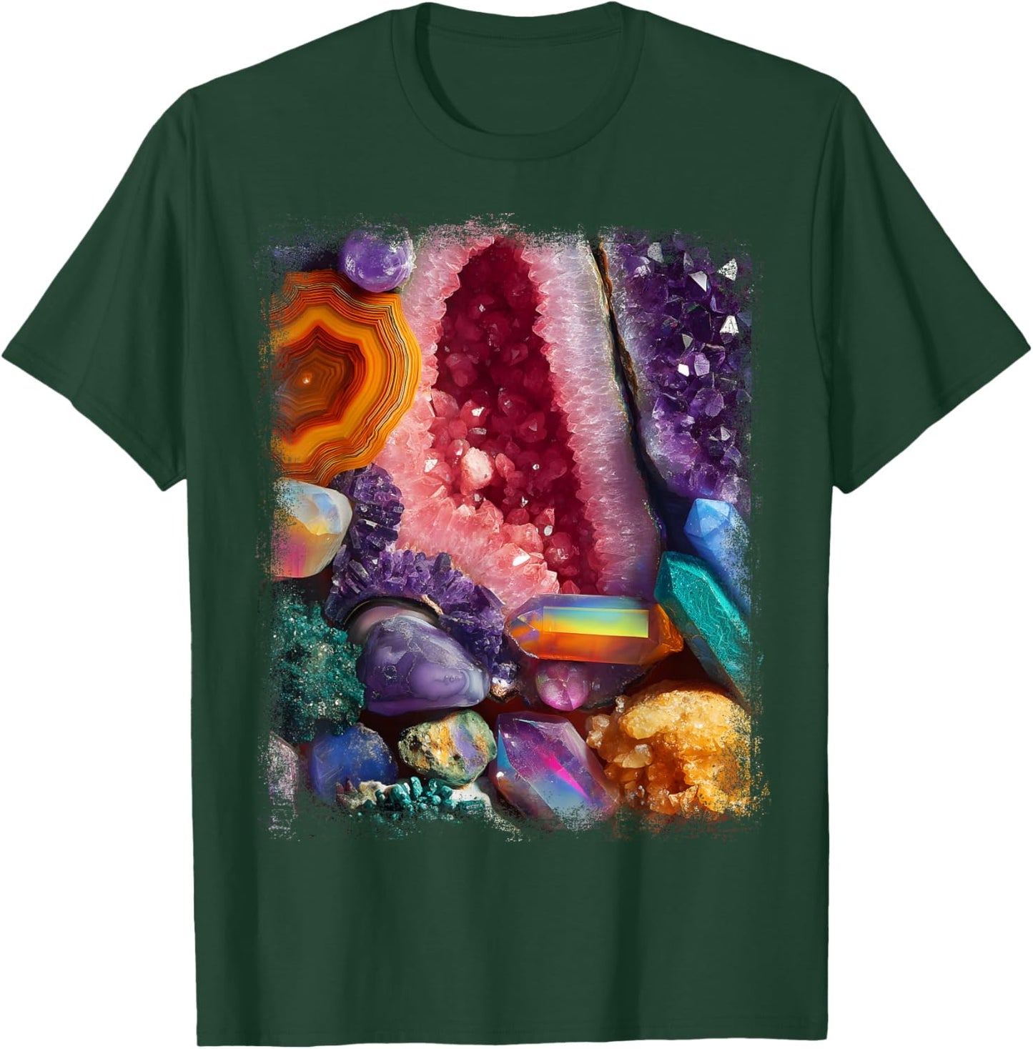 Crystal Geode Collection Design Colorful Minerals and Gems T-Shirt - T-Shirt | Forest