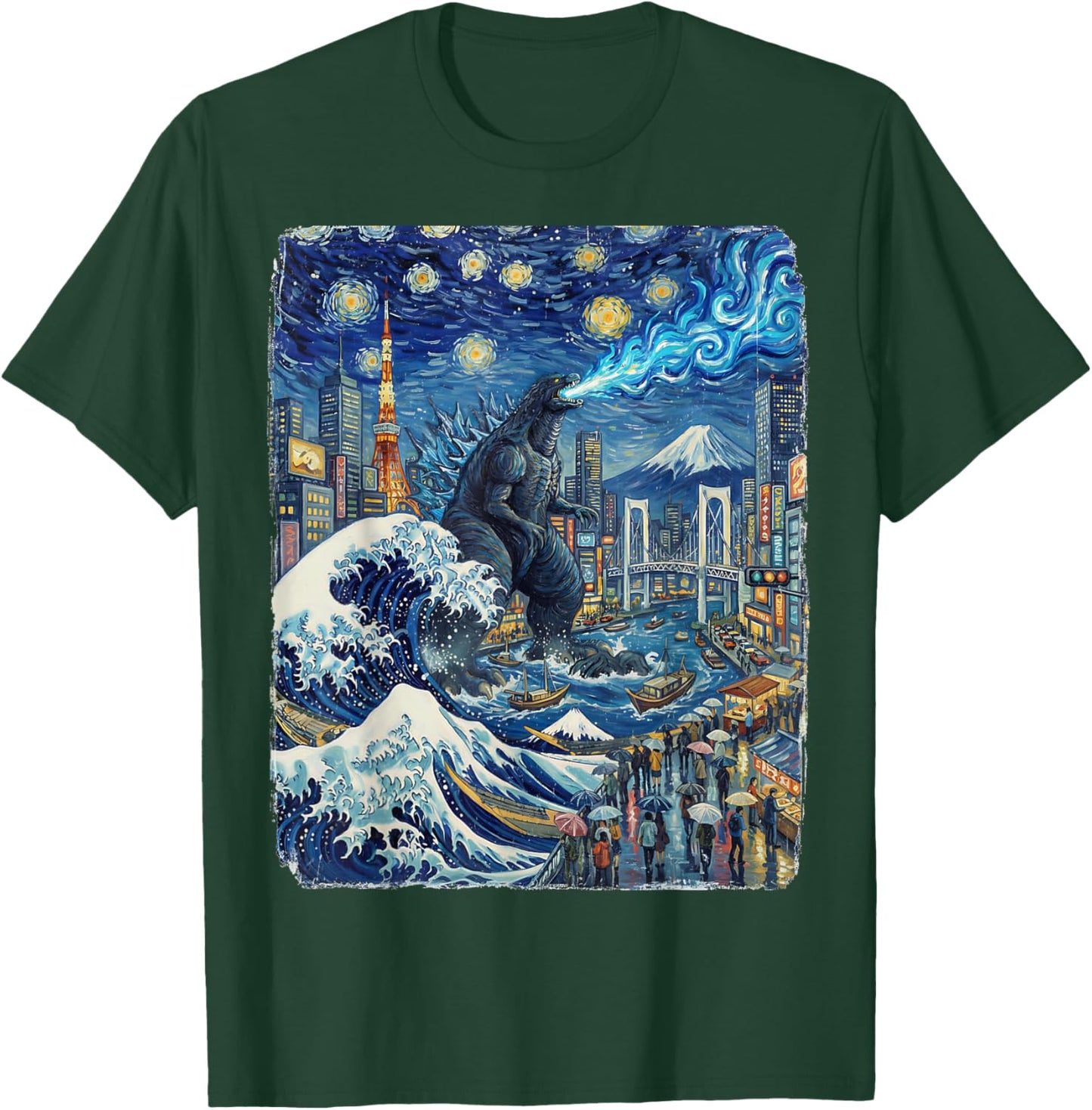 Kaiju Monster Japanese Anime Vangogh Painting Art Graphic T-Shirt - T-Shirt | Forest