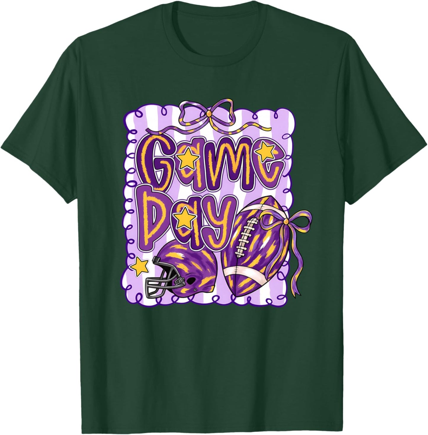 Purple Yellow Gold Football Game Day Touchdown Season T-Shirt - T-Shirt | Forest
