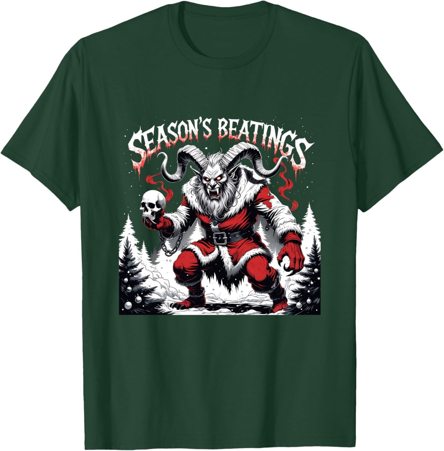 Season’s Beatings Krampus Horror Christmas T-Shirt - T-Shirt | Forest
