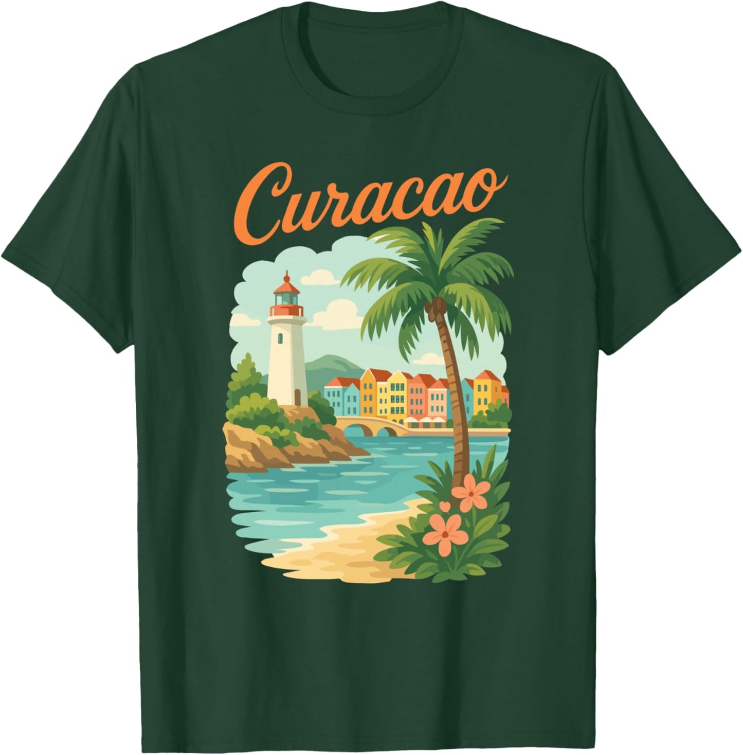 Vintage Curacao Tropical Caribbean Island T-Shirt - T-Shirt | Forest