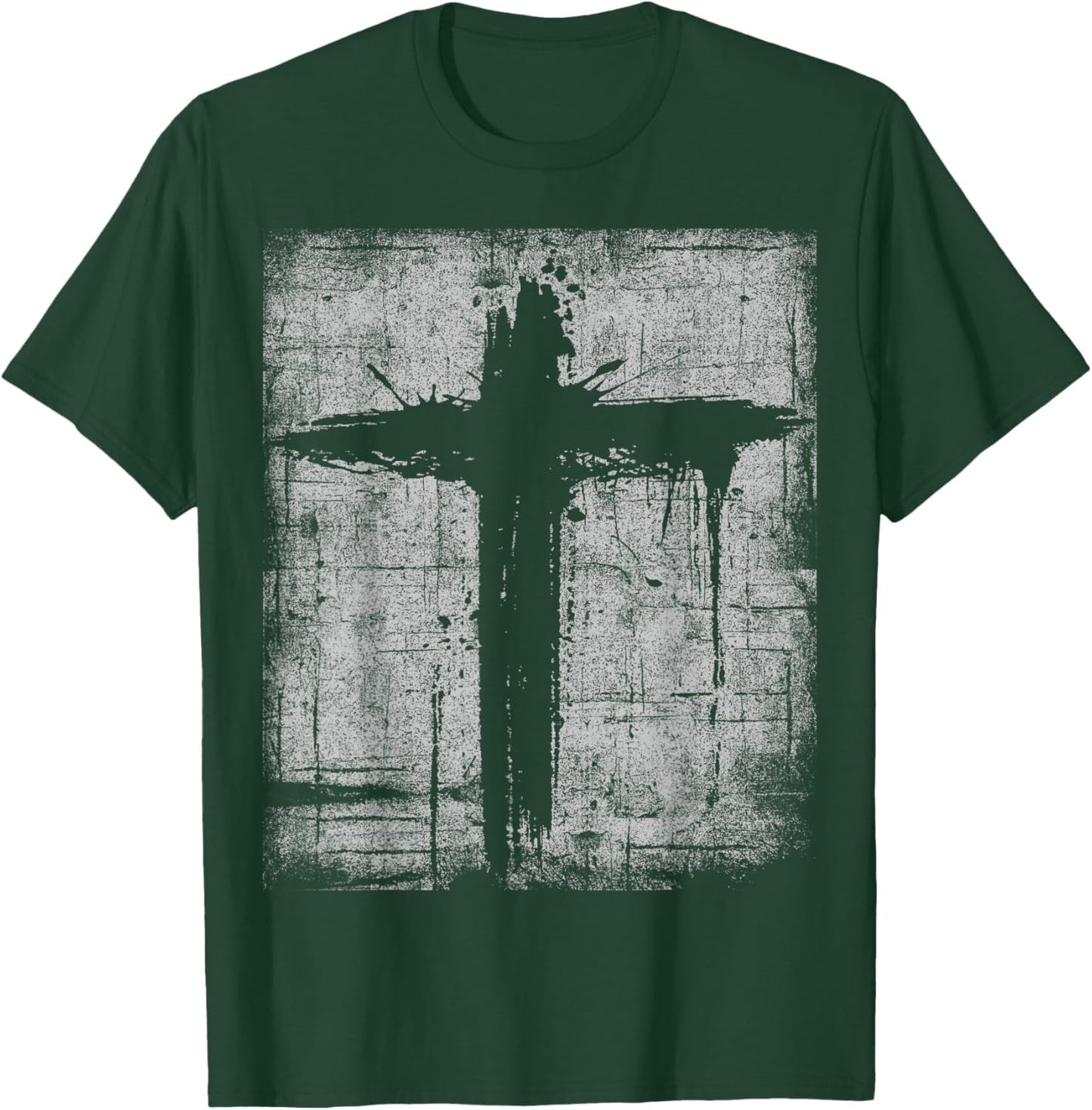 Cross Black Cool Grunge Distressed Crucifix Faith Christian T-Shirt - T-Shirt | Forest