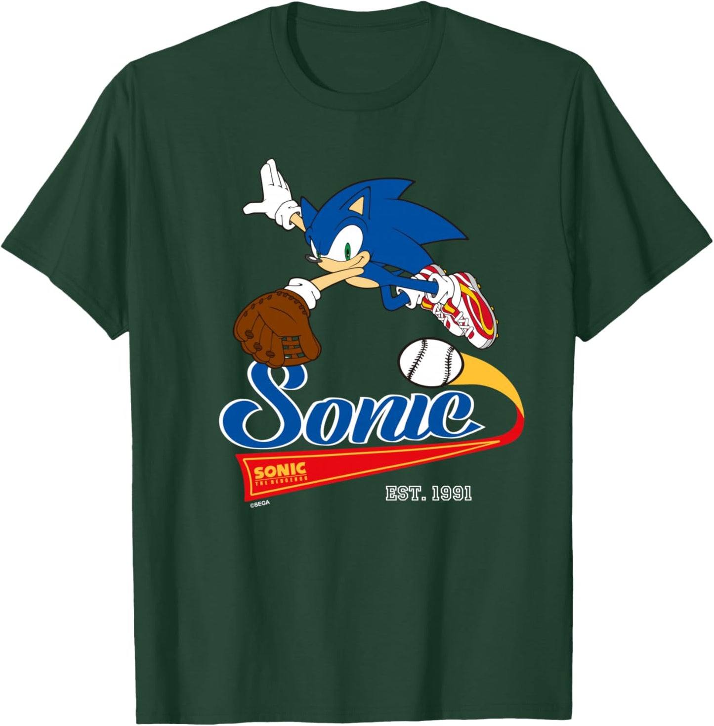 Sonic the Hedgehog - Sonic Baseball Est. 1991 T-Shirt - T-Shirt | Forest