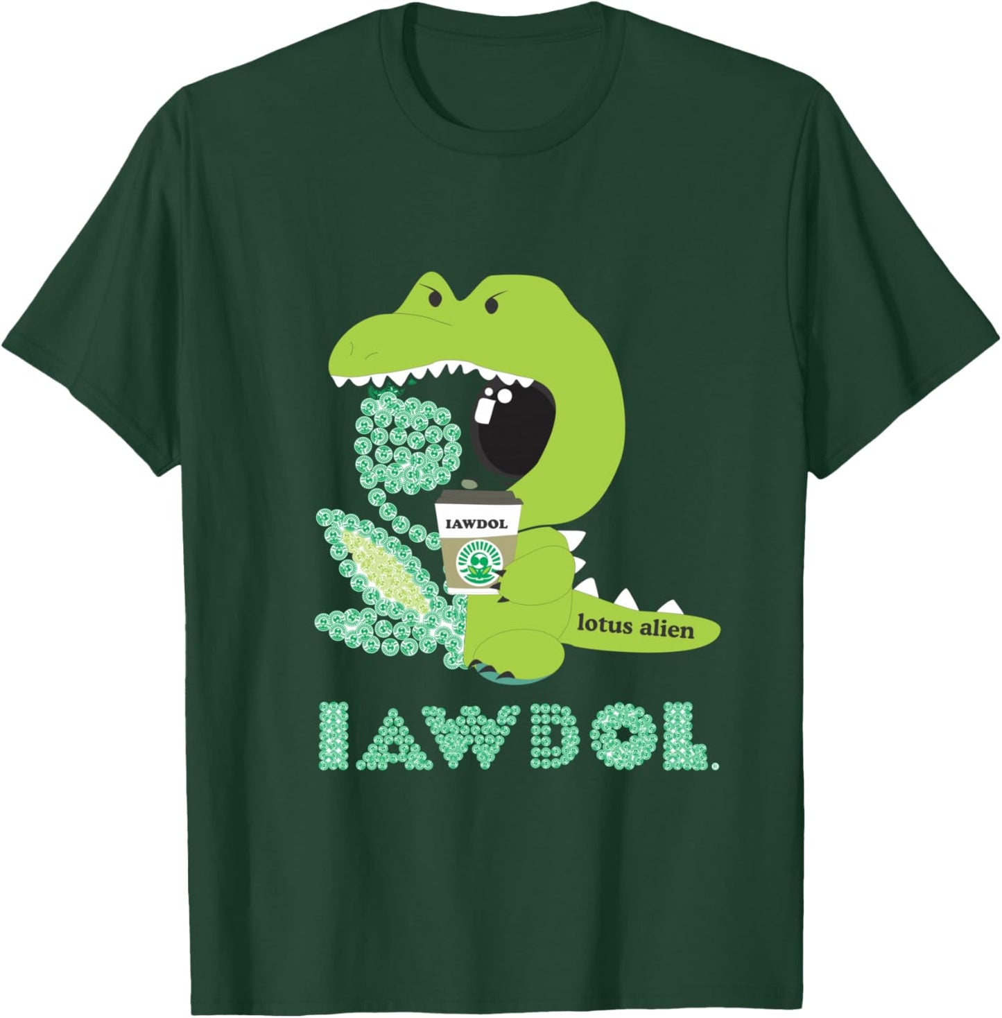 Lotus alien made with IAWDOL logos T-Shirt - T-Shirt | Forest