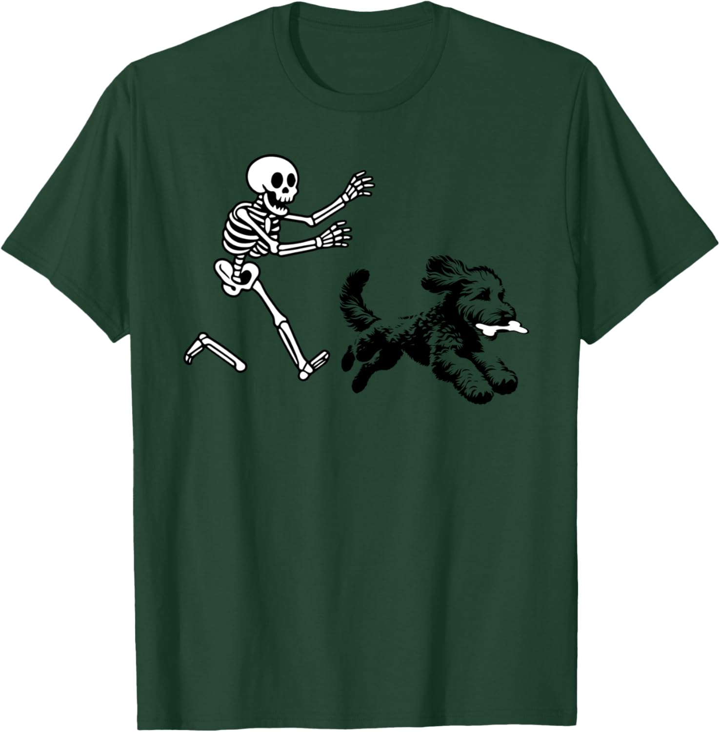 funny doodle running Skeleton halloween T-Shirt - T-Shirt | Forest