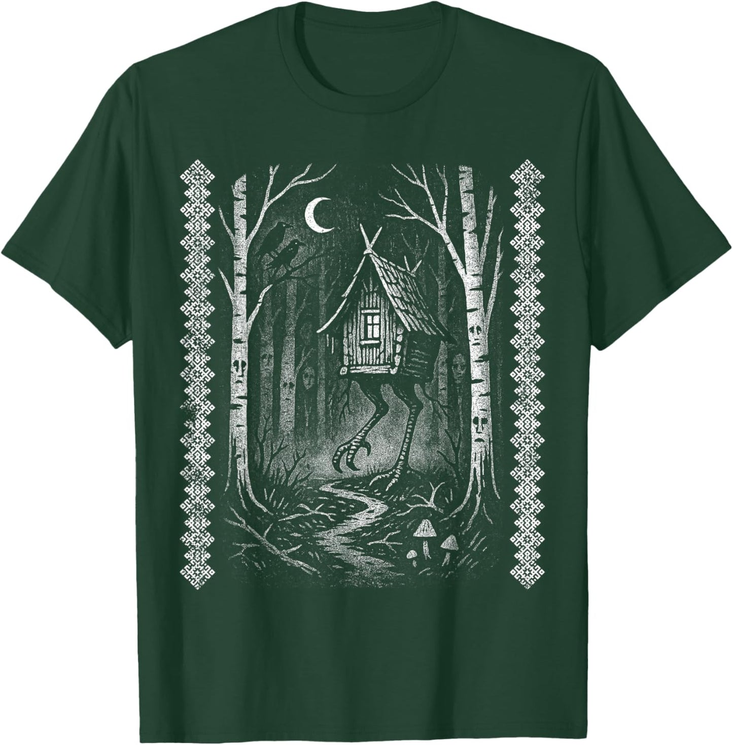 Baba Yaga Hut Slavic Folklore Occult Forest Witch Graphic T-Shirt - T-Shirt | Forest