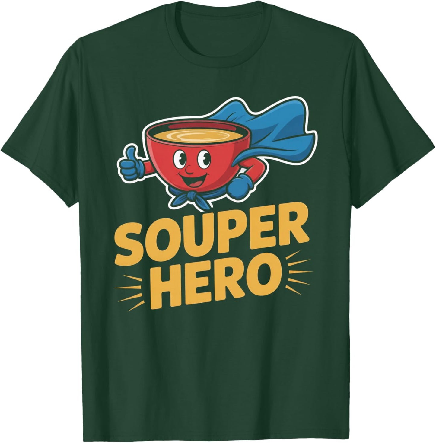 Souper Hero Funny Soup Bowl Cartoon Pun T-Shirt - T-Shirt | Forest