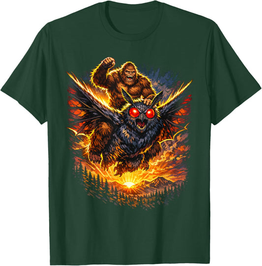 Bigfoot Sasquatch Mothman Funny Cryptid Wilderness Adventure T-Shirt - T-Shirt | Forest