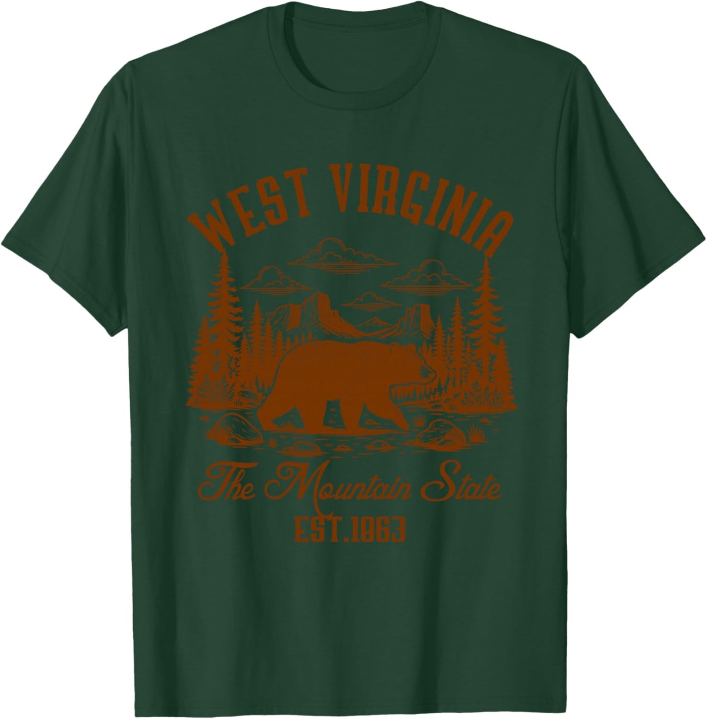 West Virginia The Mountain State Black Bear Travel Souvenir T-Shirt - T-Shirt | Forest