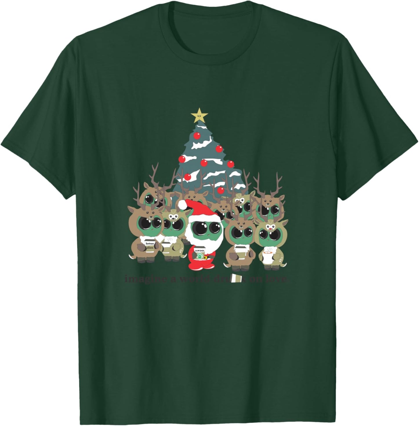 Lotus Alien Christmas party black & white T-Shirt - T-Shirt | Forest