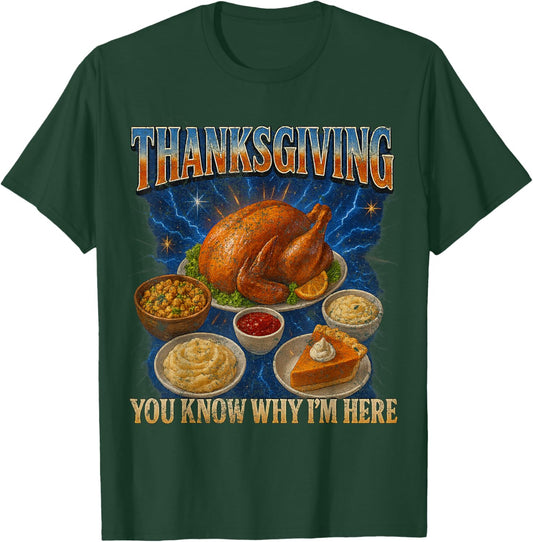 Thanksgiving 90s/2000s Hip Hop Tribute You Know Why I'm Here T-Shirt - T-Shirt | Forest