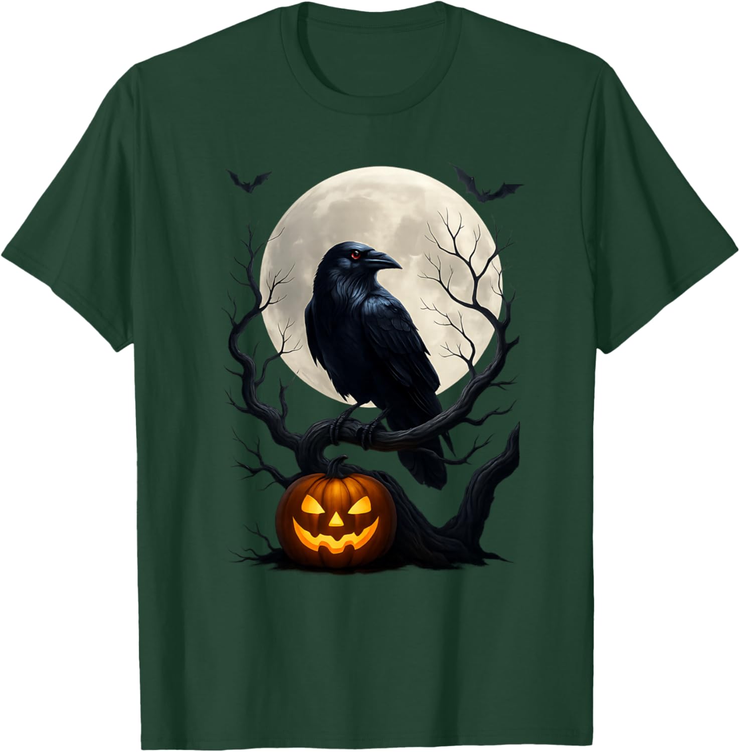 Black Raven Black Bird Moon Men & Women Halloween Crow T-Shirt - T-Shirt | Forest