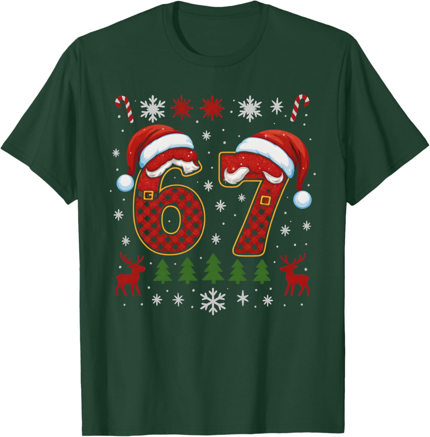 HUGvyn Funny 67 Six Seven Squad Meme Christmas Ugly Sweater T-Shirt - T-Shirt | Forest