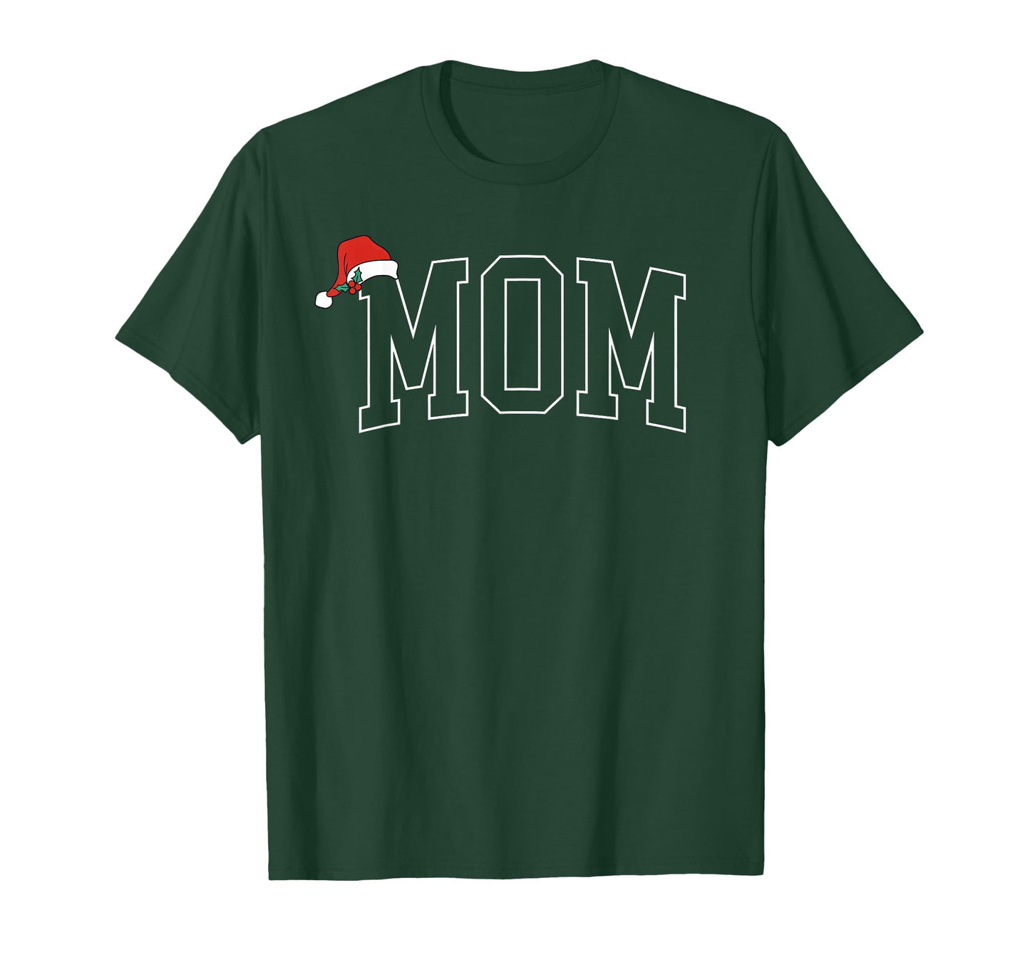 Mom Merry Christmas Santa Hat Xmas Holiday Family Matching T-Shirt