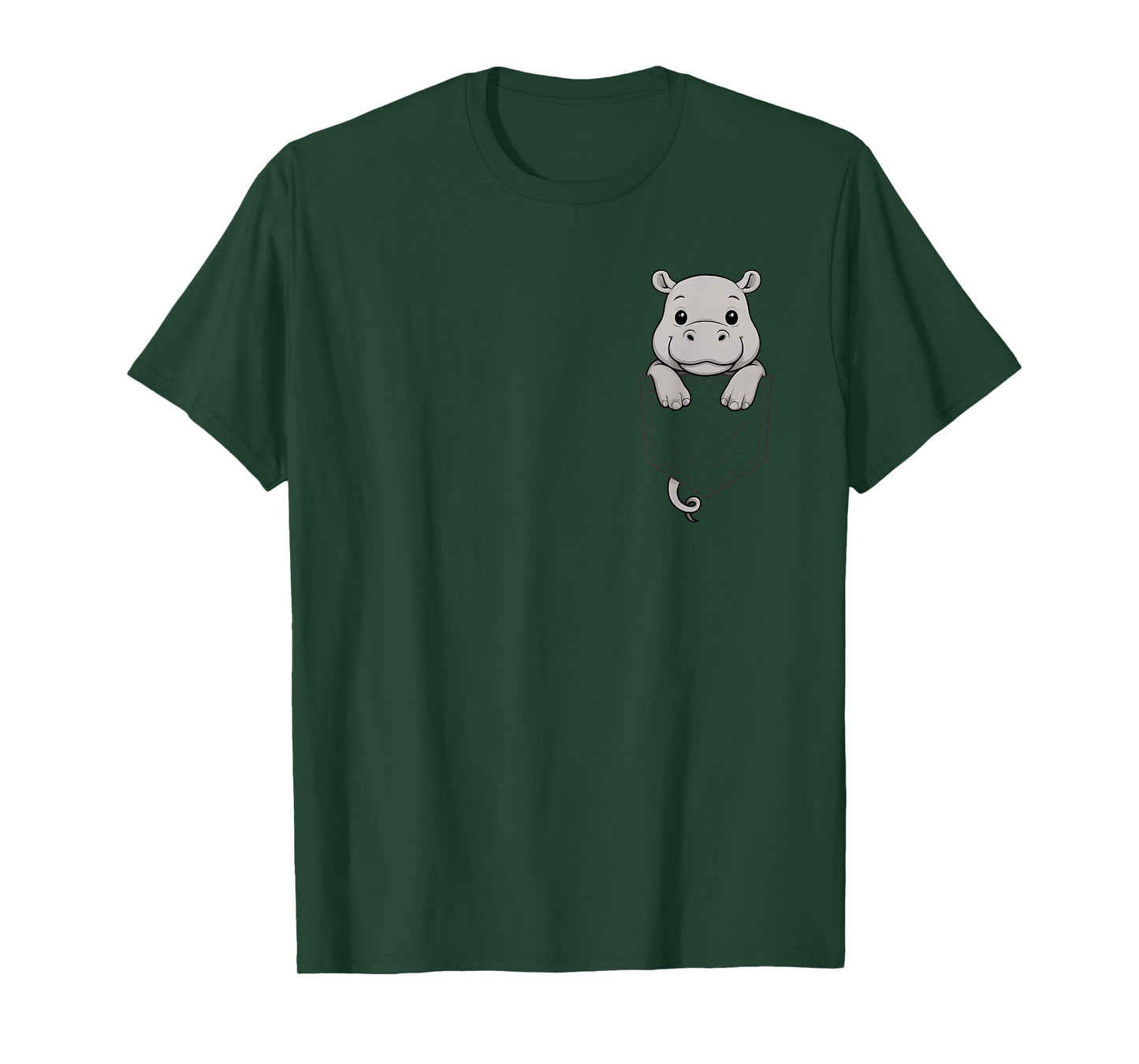 Funny Hippo Peeking in Pocket Hippopotamus Animal Lover T-Shirt