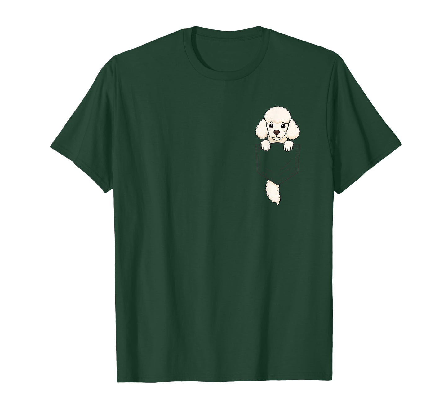 Funny White Poodle Peeking in Pocket Dog Puppy Pet Lover T-Shirt