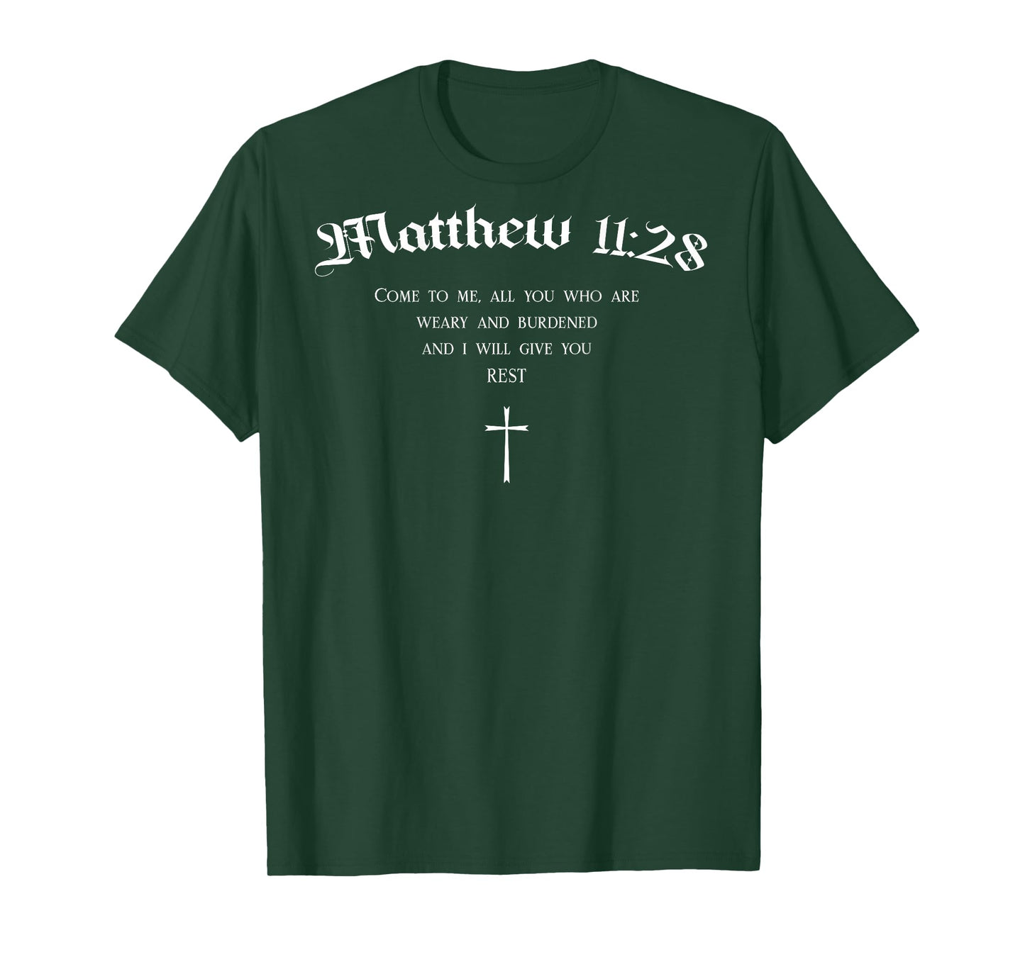 Matthew 11:28 Christian Bible Verse Scripture Back Design T-Shirt