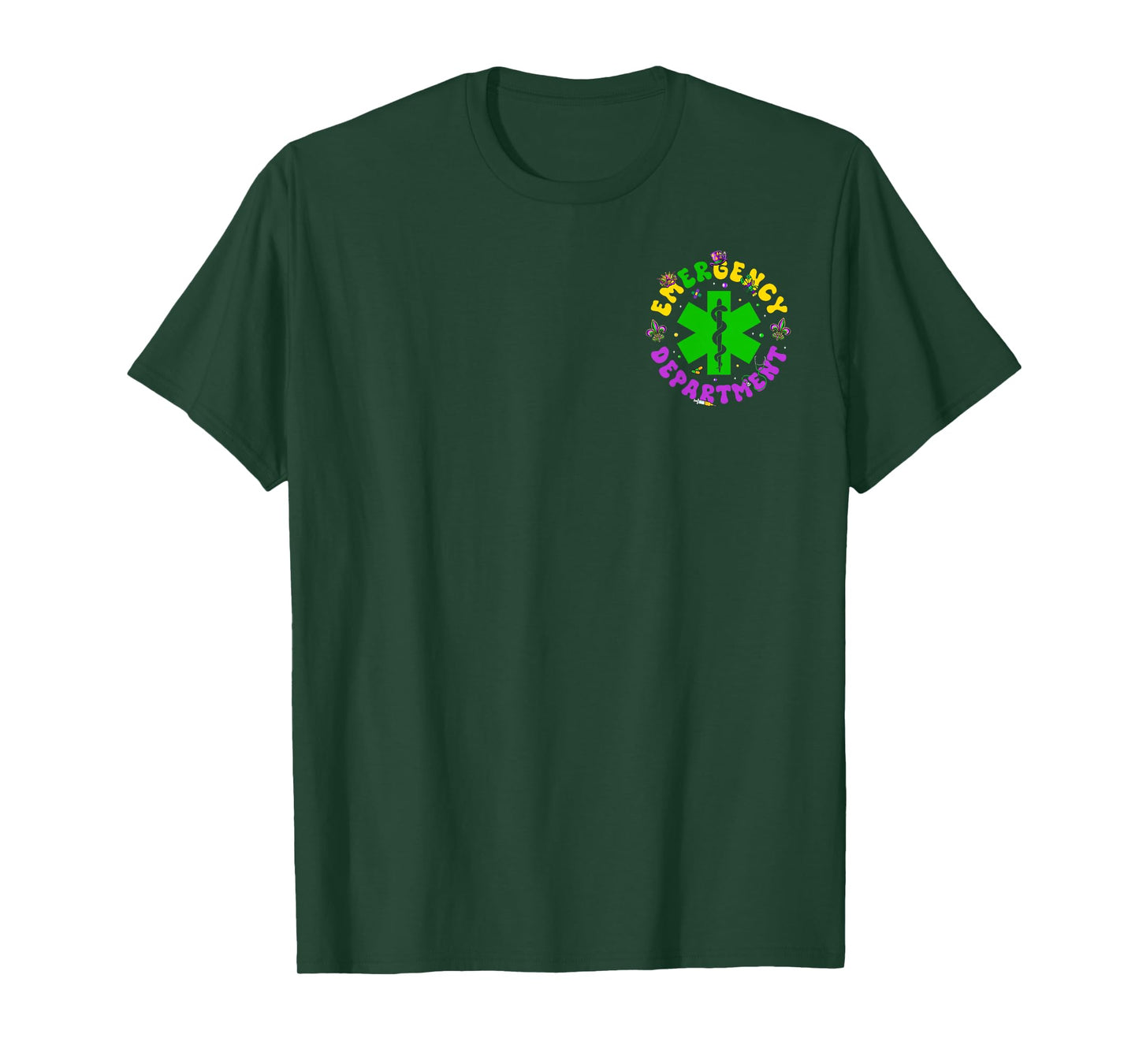 Emergency Department Emergency Room 2 Side Nurse Mardi Gras T-Shirt