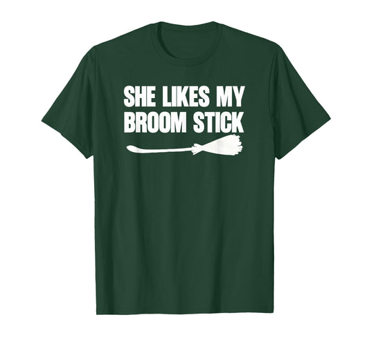 Funny Halloween Shirts for Couple she Likes My Broom Stick T-Shirt