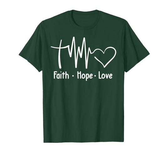 Faith Hope Love Heartbeat Cross T-Shirt