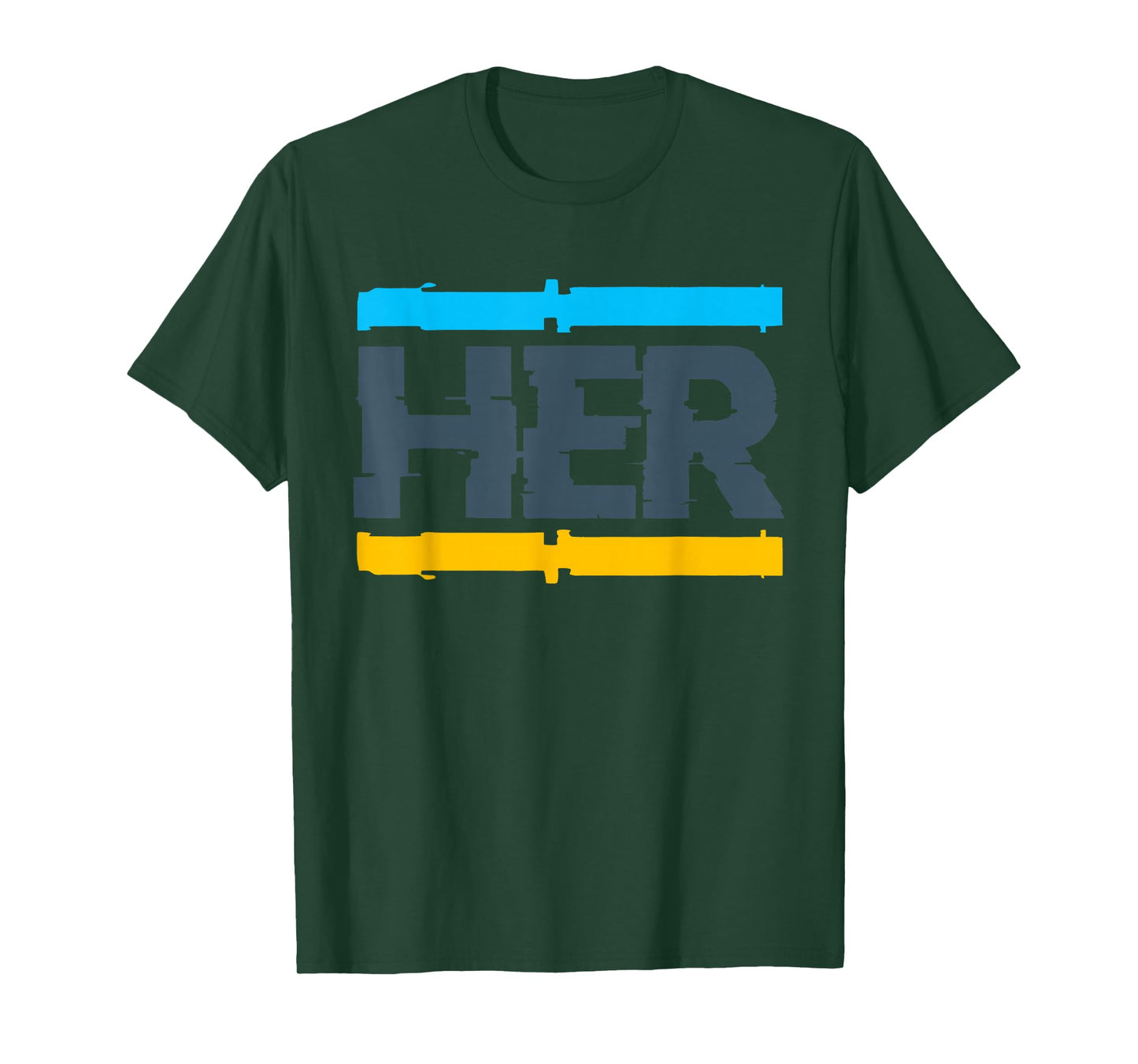 Her Glitch Streetwear Retro Gamma Blue Matching T-Shirt