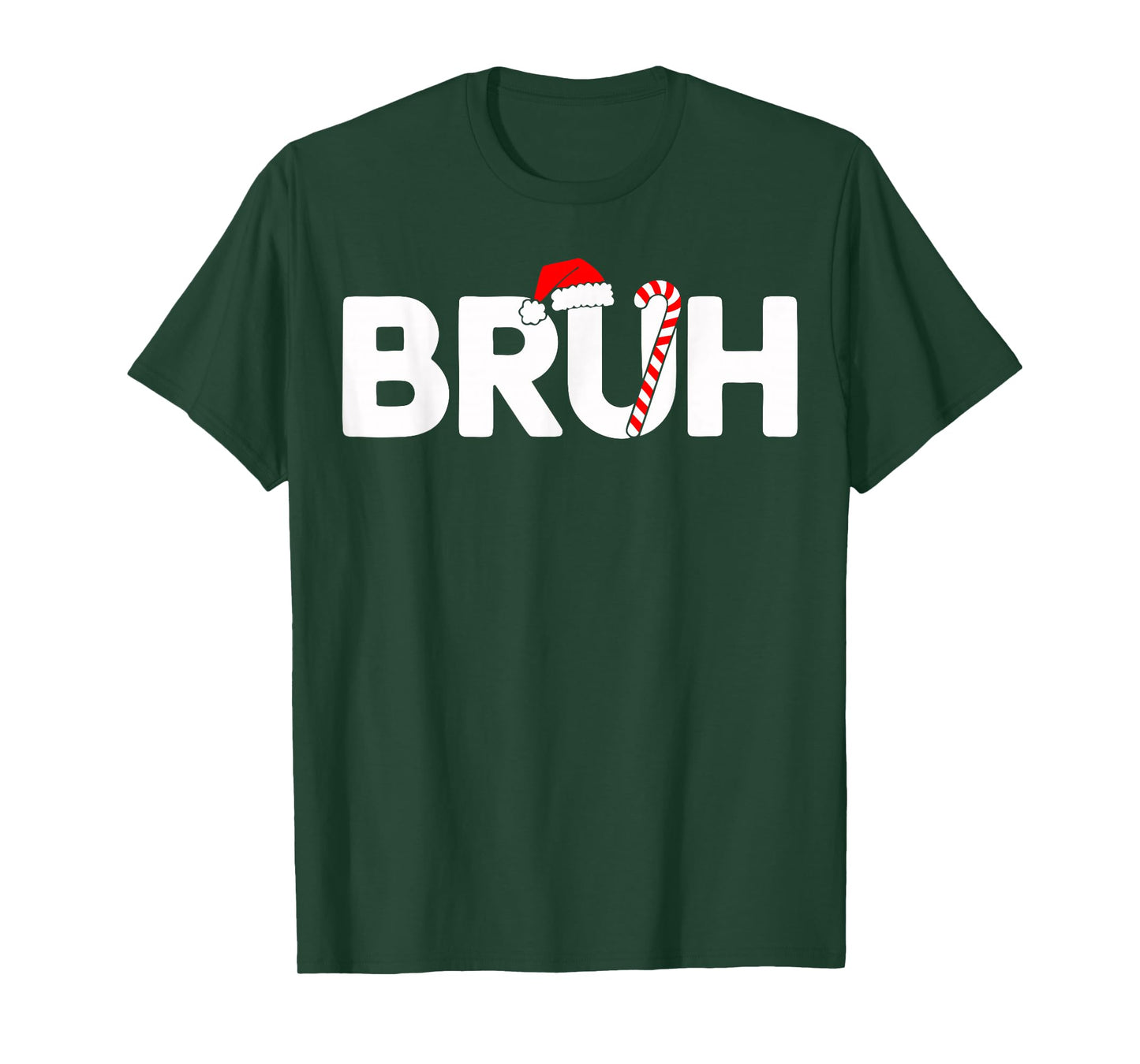 Bruh Funny Christmas Santa Hat Teens Boys Kids Xmas Pajamas T-Shirt