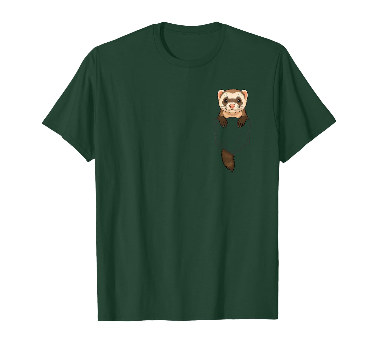 Funny Ferret Peeking in Pocket Animal Lover Men Women Kids T-Shirt