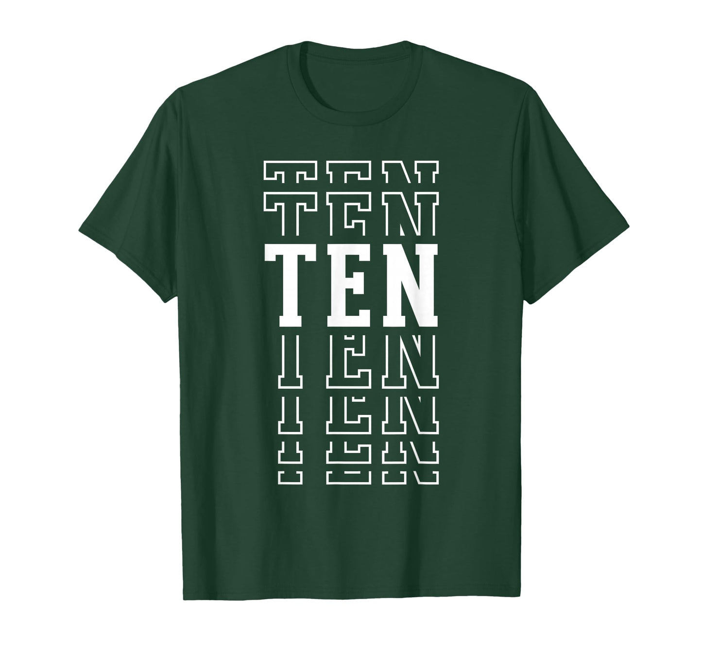 Ten 10th Birthday Layered Text 10 Year Old T-Shirt