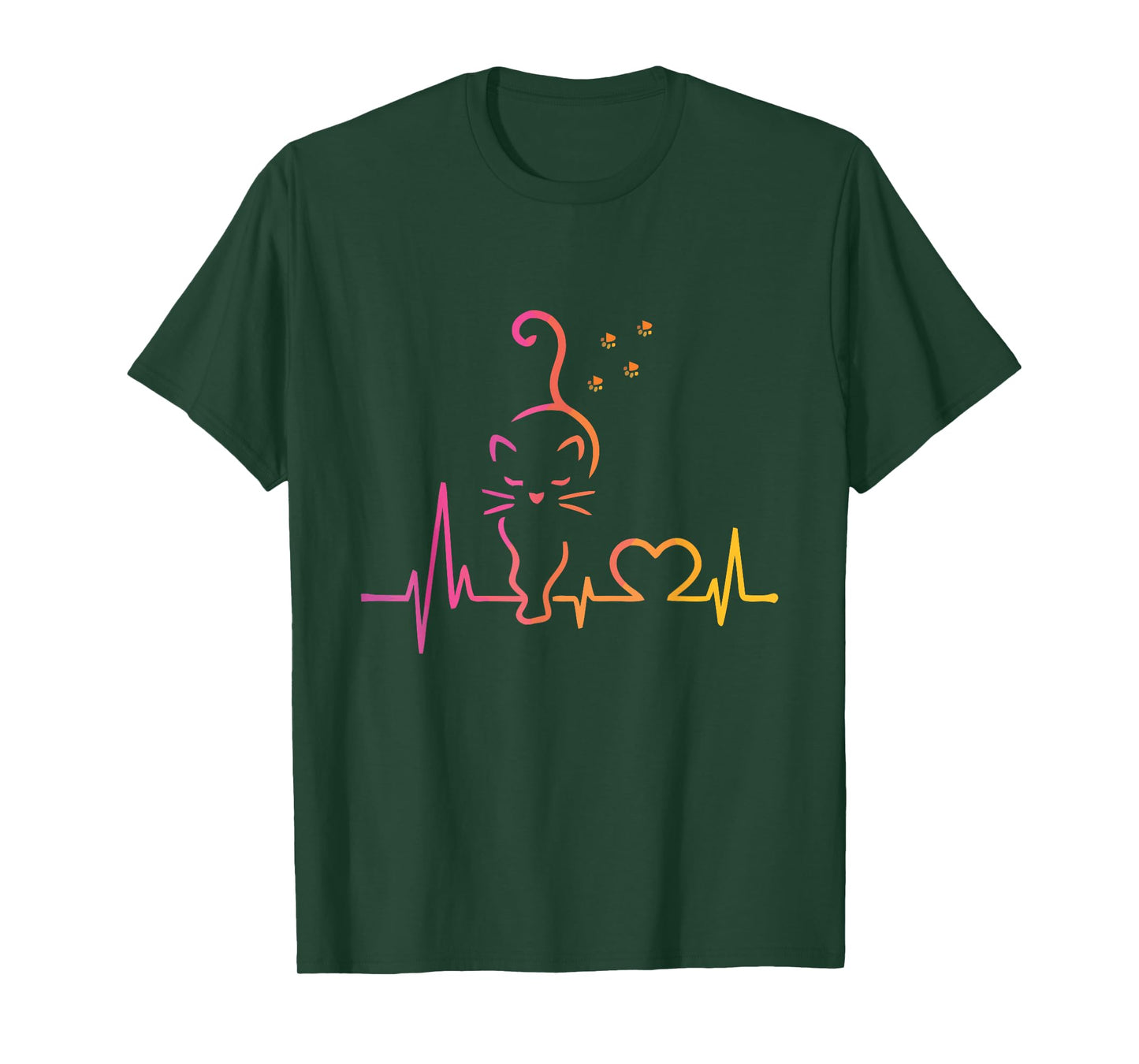Heartbeat Cat Lover Animal Silhouette Cute Cat T-Shirt