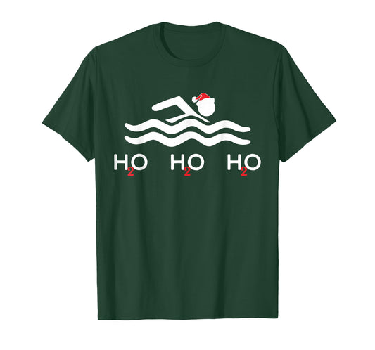 H2o H2o H2o Santa Hat Swimmer Swim Christmas Swimming Sport T-Shirt