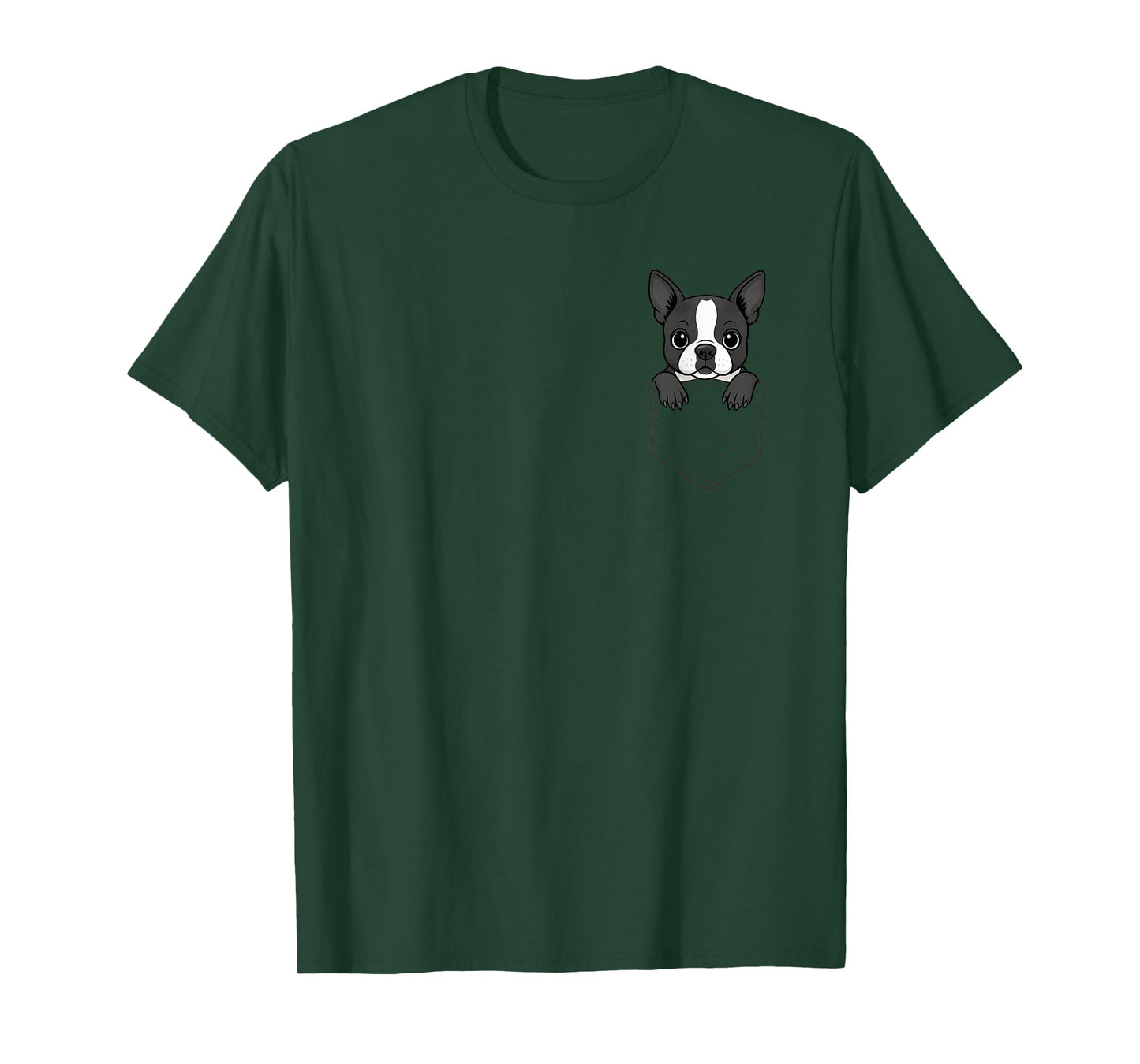 Funny Boston Terrier Peeking in Pocket Dog Puppy Pet Lover T-Shirt