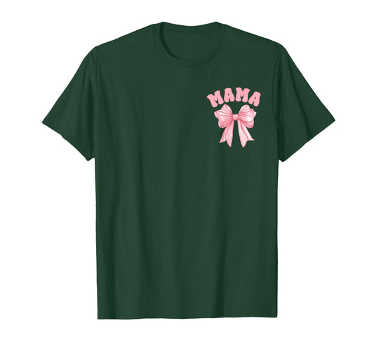 Mama of The Birthday Girl Family Pink Coquette Bow Party T-Shirt