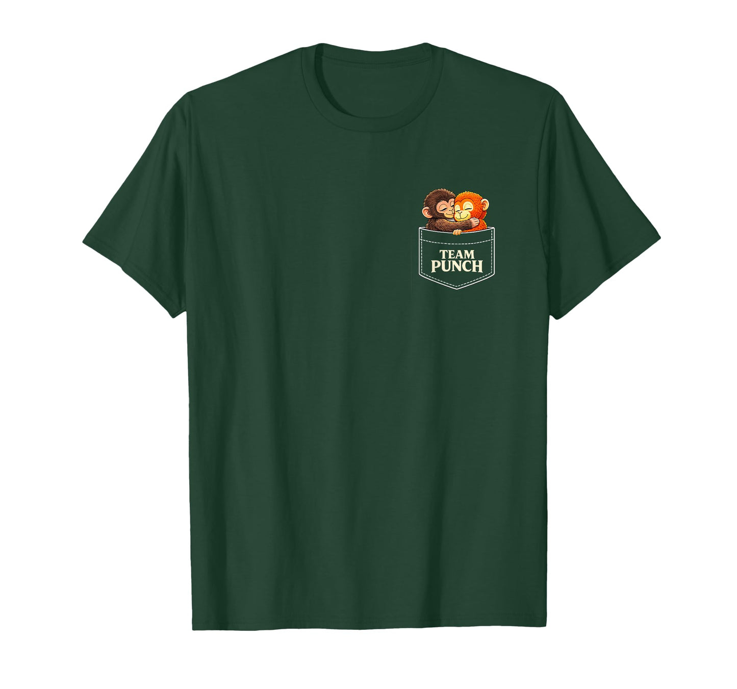 Retro Cute Monkey Punch Team Punch in Pocket T-Shirt