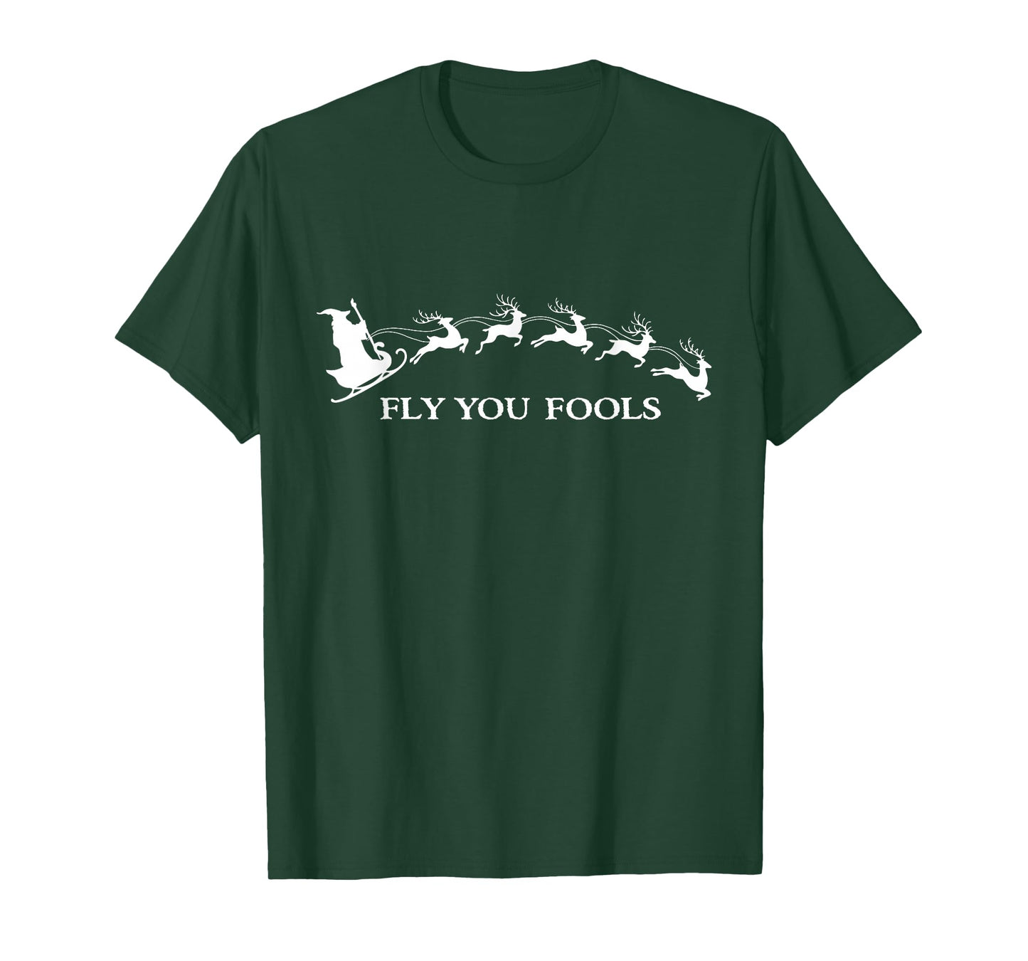 Funny Witchy Wizard Fly You Fools Sleighing Christmas Humor T-Shirt