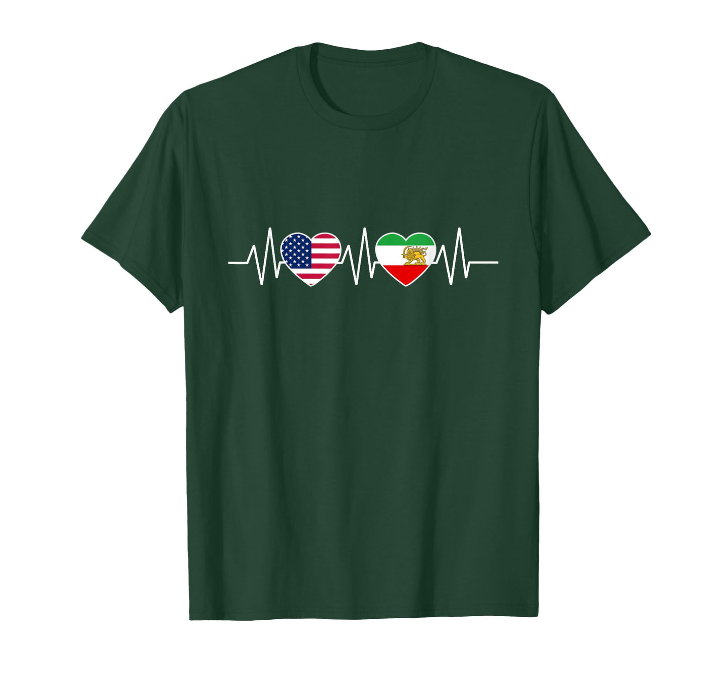 Persian American Flag USA Persia Heritage Heart T-Shirt