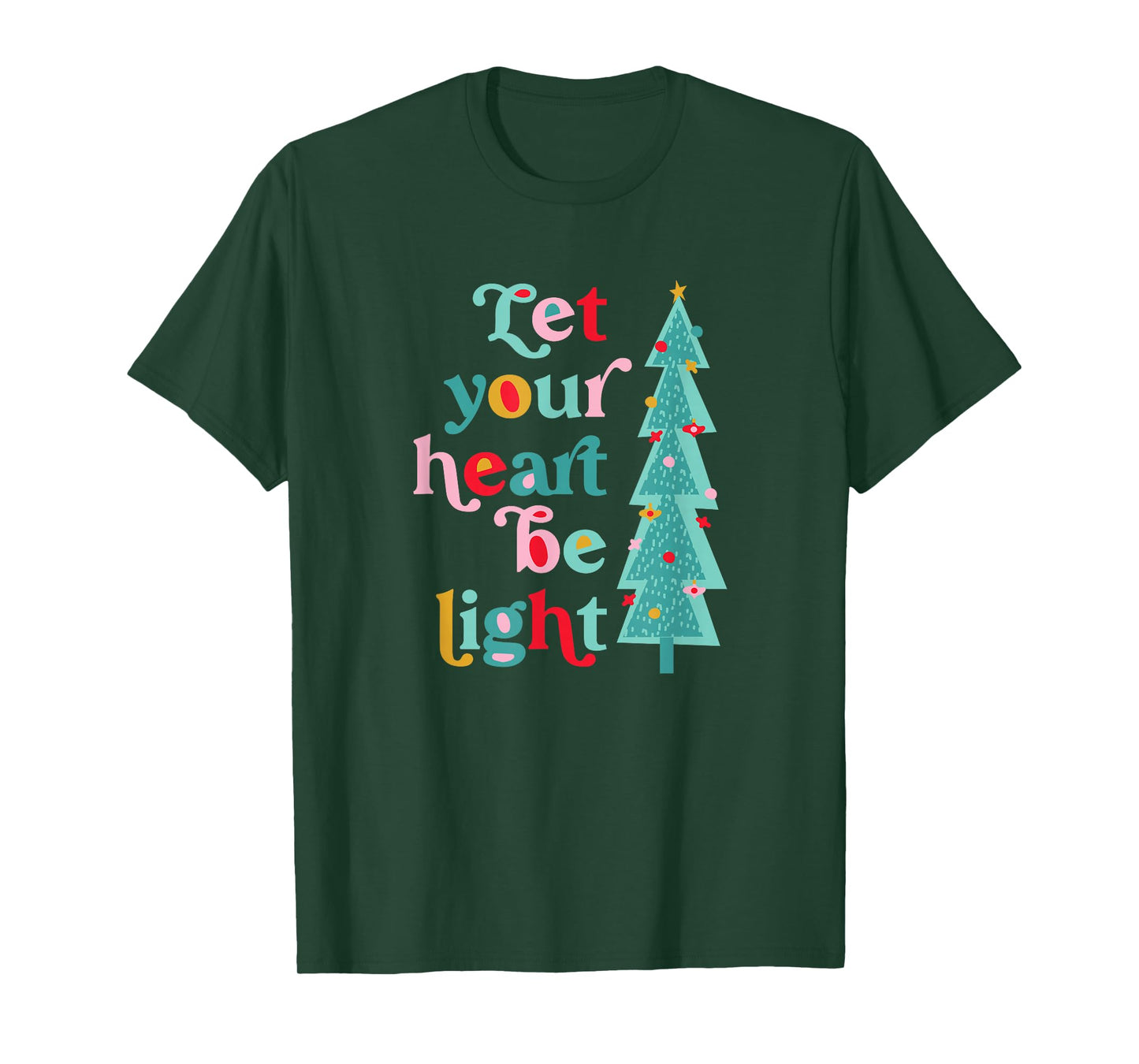 Let Your Heart Be Light Christmas, Retro Pastel Holiday T-Shirt