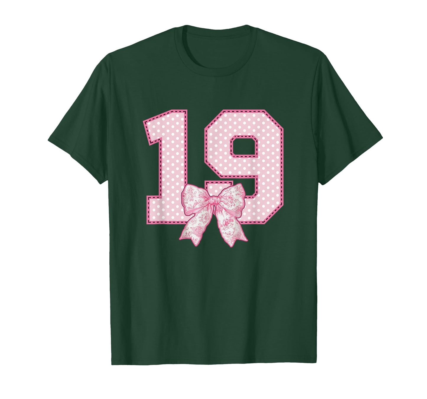 19th Birthday Shirt Women Coquette Bow 19 Year Old Birthday T-Shirt