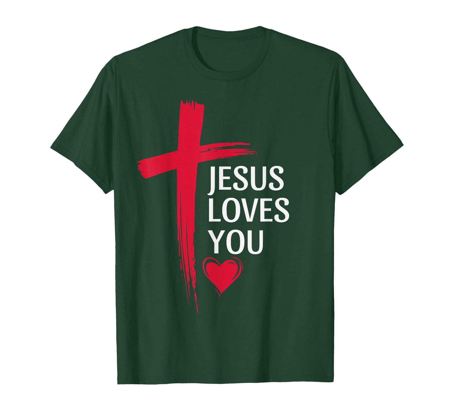 Jesus Loves You Christian Love Cross Heart Design Women Men T-Shirt