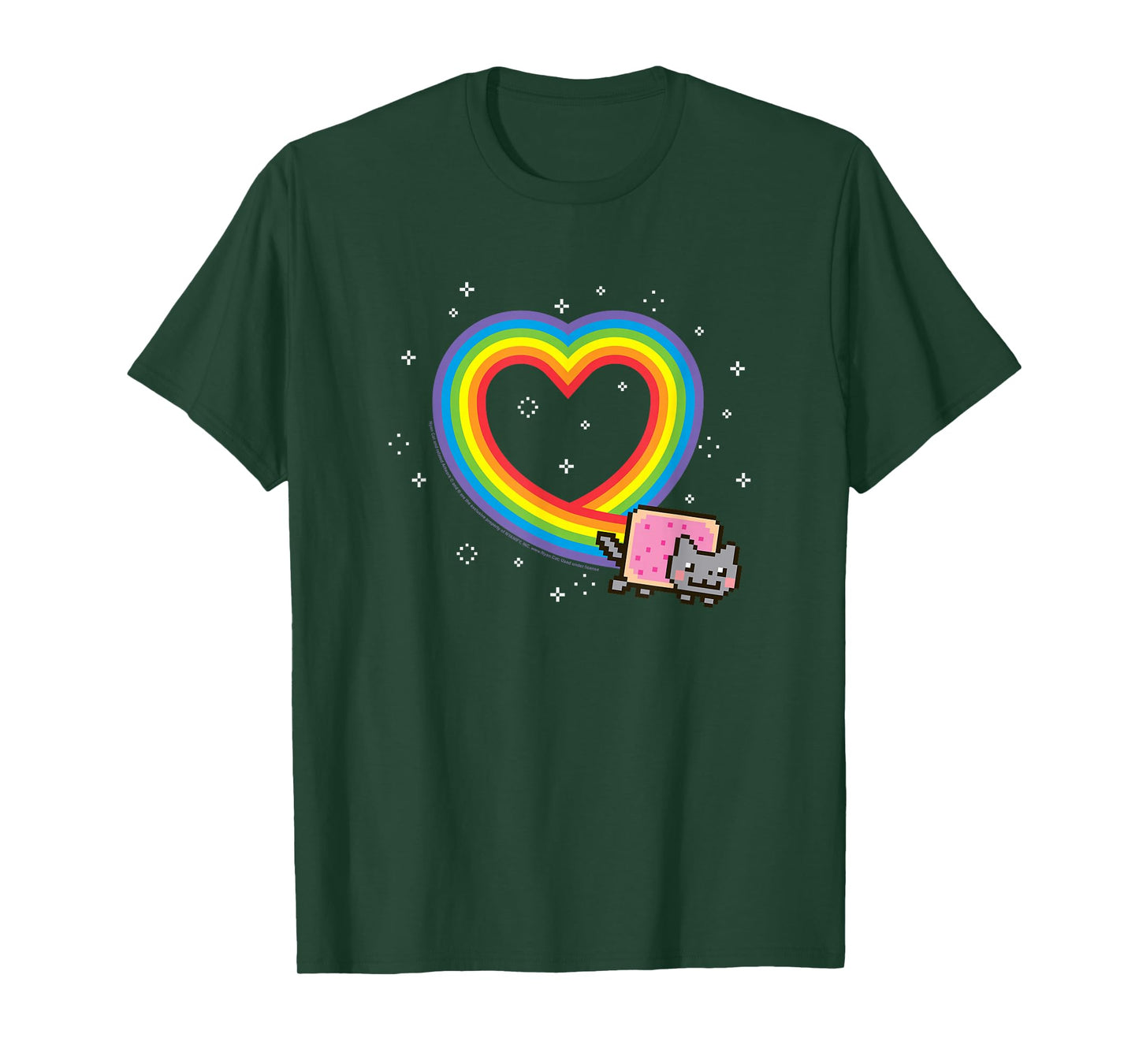Nyan Cat Rainbow Heart with Sparkles Cute Internet Cat T-Shirt